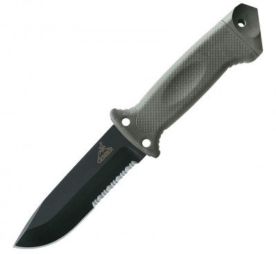 Couteau Tactique Gerber LMF II Infantry Vert, avec lame anti-reflet en acier 420HC à haute teneure en carbone, aiguiseur et sangles réglables